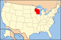 Map of the U.S. highlighting Wisconsin