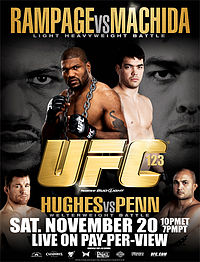 A poster or logo for UFC 123: Rampage vs. Machida.