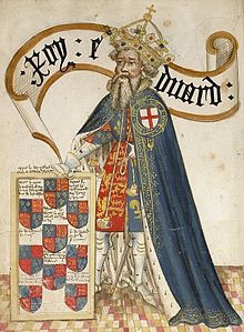 Medieval drawing of Edward III with the Order of the Garter.