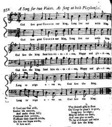 Sheet music of God Save the Queen