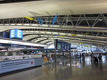 The inside view of an airport terminal building