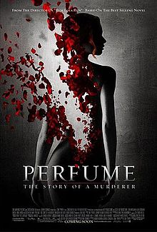 The film's poster is dominated by the dark silhouette of a naked woman standing against a brightly-lit black background with her back facing towards the camera. The top left quarter of her back, from her lower back to her left shoulder, has been digitally altered to deteriorate gradually into a bevy of bright red rose petals.
