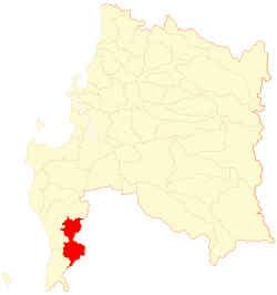 Map of the Contulmo commune in the Biobío Region