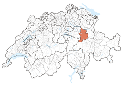 Map of Switzerland, location of Glarus highlighted