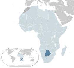 Location of  Botswana  (dark blue)– in Africa  (light blue & dark grey)– in the African Union  (light blue)  —  [Legend]