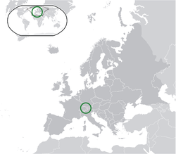 Location of  Liechtenstein  (green)in Europe  (dark grey)  —  [Legend]