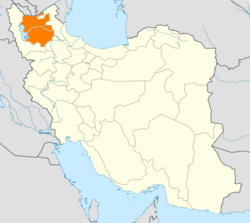 Map of Iran with East Azerbaijan highlighted
