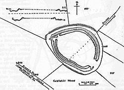 Plan of earthworks at Maesbury Castle
