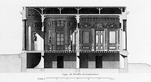 Cross-section of the entry and the le salon du roi