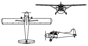 Orthographically projected diagram of the de Havilland Canada DHC-2 Beaver.
