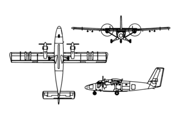 Orthographically projected diagram of the de Havilland Canada DHC-6 Twin Otter.