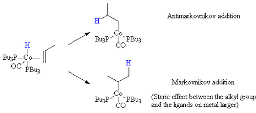 Migatory insertion step for propylene for a cobalt carbonyl bis-tributyl phosphine complex