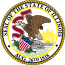 The Seal of the state of Illinois, a circle with a yellow-brown border and an eagle in the center