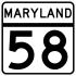 Maryland Route 58 marker
