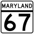 Maryland Route 67 marker