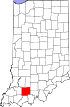 State map highlighting Dubois County