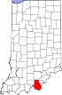 State map highlighting Harrison County