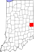 State map highlighting Wayne County
