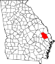 State map highlighting Bulloch County
