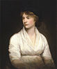 Left-looking portrait of a slightly pregnant woman in a white dress