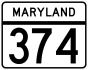Maryland Route 374 marker