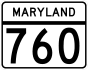 Maryland Route 760 marker